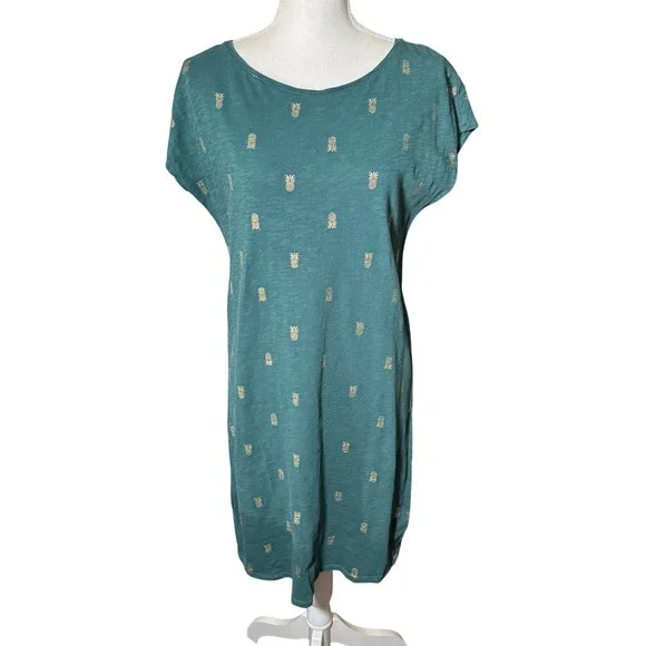 Boden Paulina Knit Shift Dress Size 6 Woodland Gold Pineapple Casual Resortwear - Picture 2 of 14